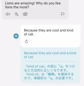 スピークAIフリートーク　a kind ofの説明